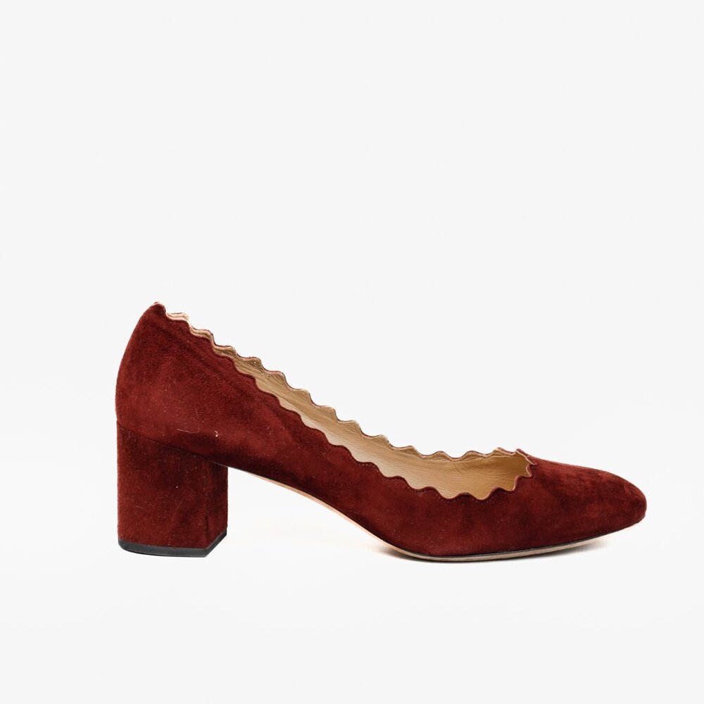 Chloe CH26230 Lauren Bordeaux Scallop Edge Pumps